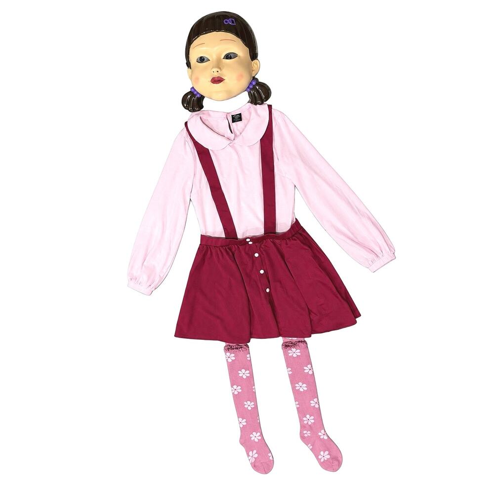Squid Game Young-Hee Adult Costume Small 4-6 Dress Mask Socks Netflix Spirit